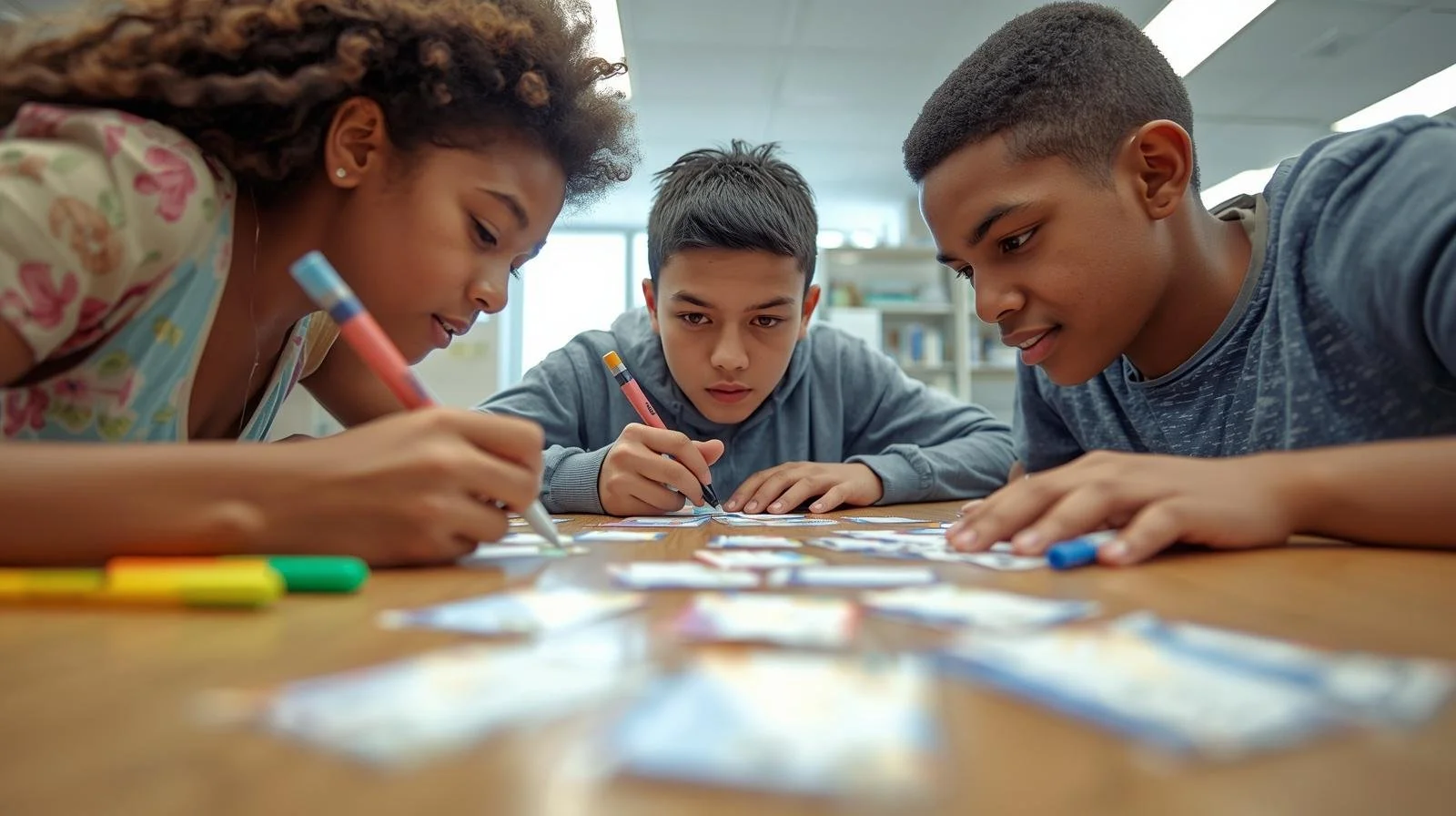 Students working together on a math task during a district partnership visit