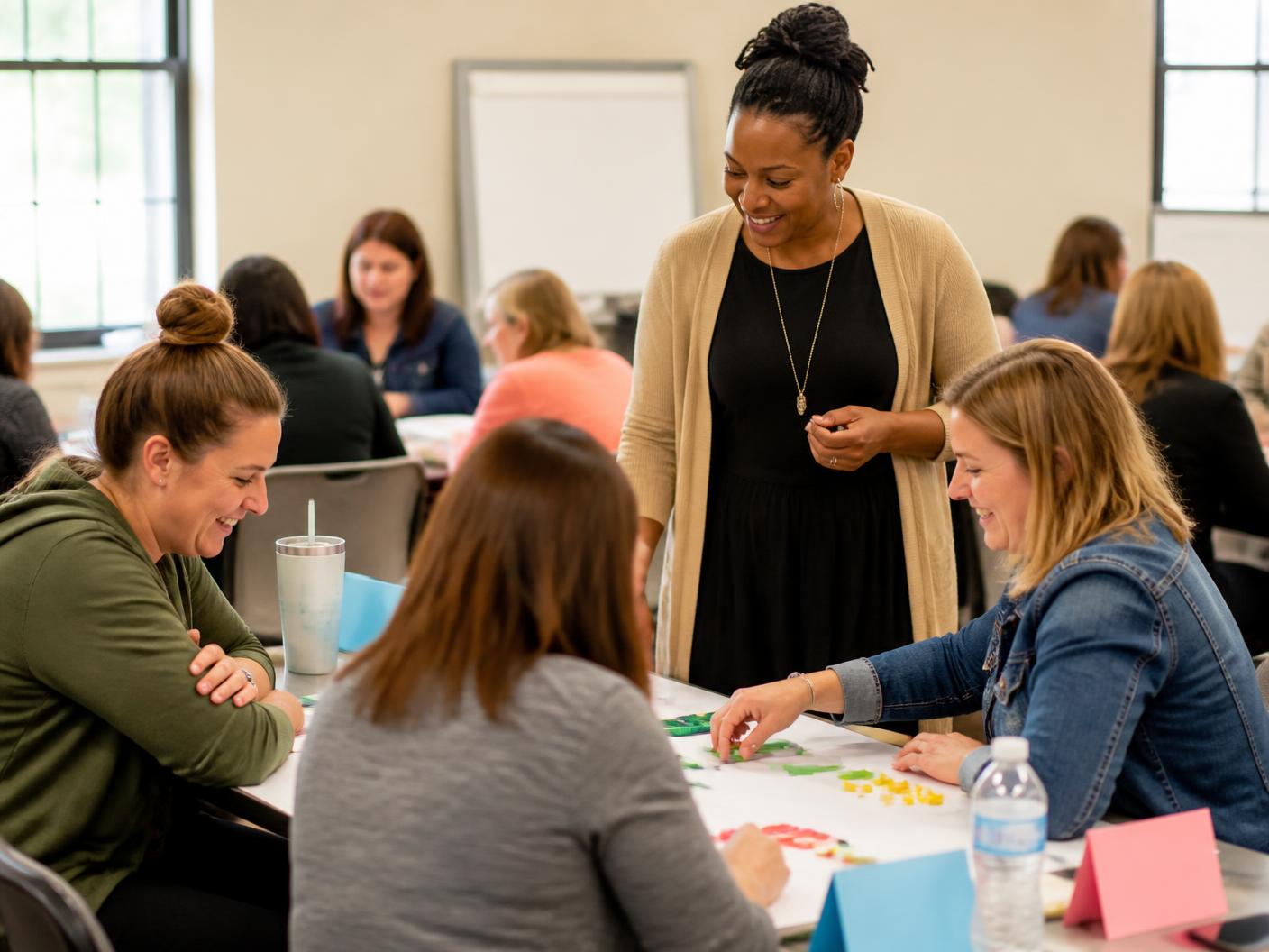 Teachers collaborating during a Math Empowered in-person cohort session